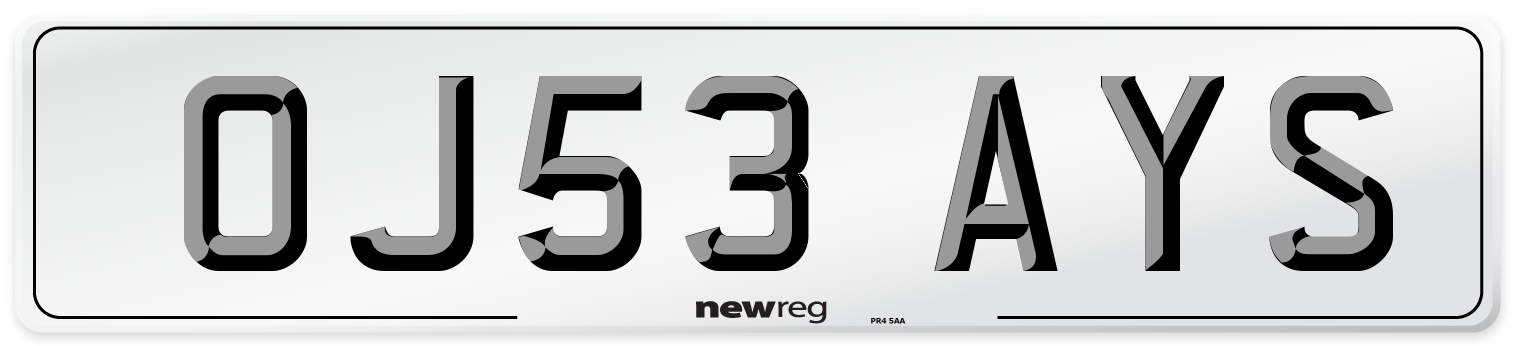OJ53 AYS Number Plate from New Reg